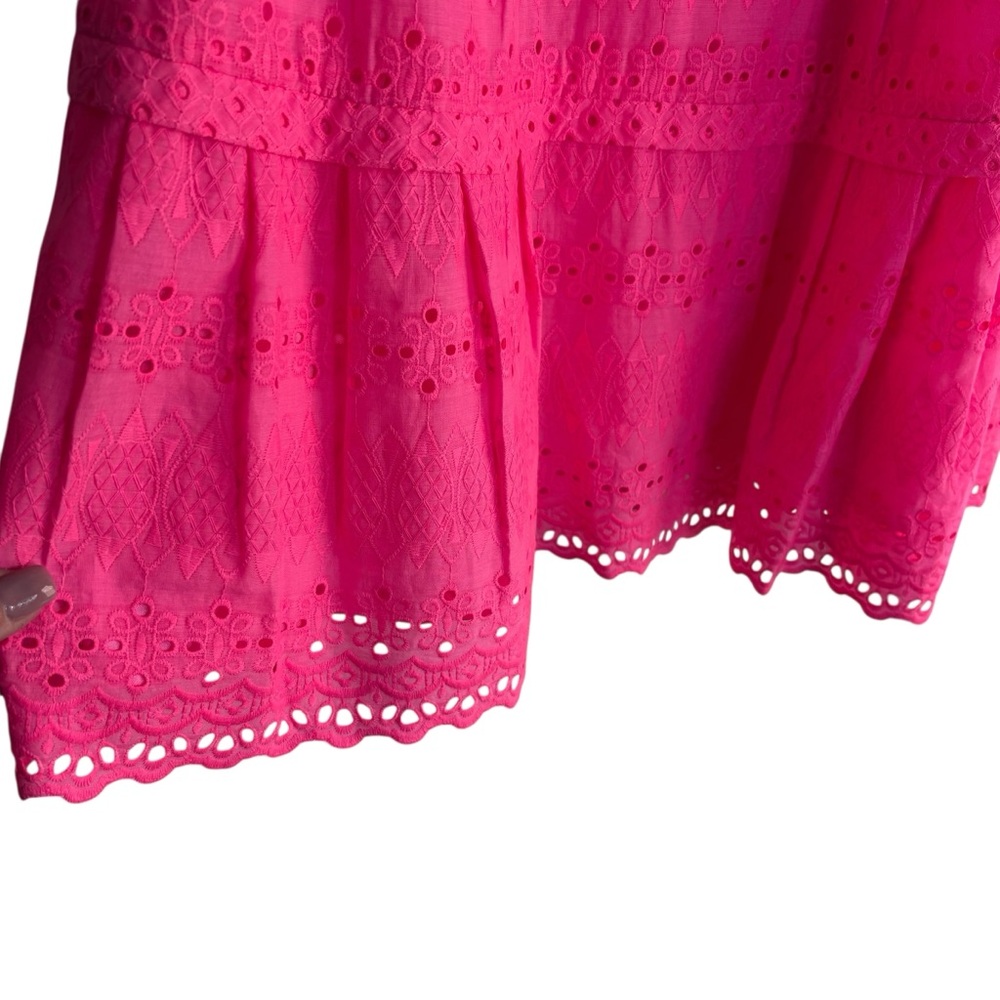 NANETTE LEPORE Hot Pink Cotton Eyelet Sundress Size 12 — GORGEOUS FEMININITY!!! - Picture 6 of 9